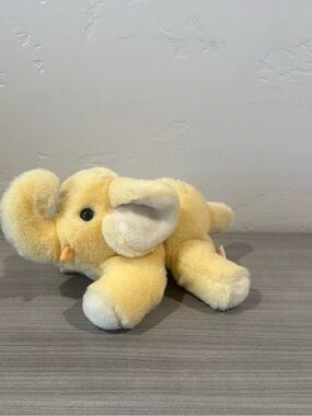 Vintage 1983 Gund Yellow Elephant Plush Stuffed Animal Made in Korea 9”